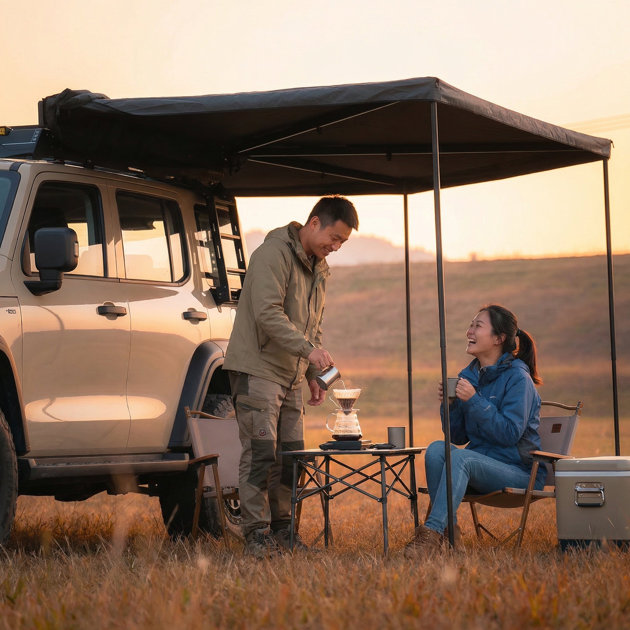 SG-SummitGear 270° Awning Side Tent, Universal Fit for SUV Roof Racks